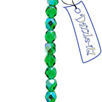 Czech Fire-Polished Round 4mm - Transparent Green Strands