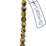 Czech Fire-Polished Round 4mm - Transparent Green Strands