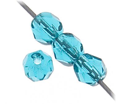 Czech Fire-Polished Round 4mm - Transparent Blue Strands