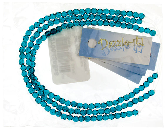 Czech Fire-Polished Round 4mm - Transparent Blue Strands