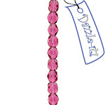 Czech Fire-Polished Round 4mm - Transparent Pink Strands