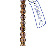 Czech Fire-Polished Round 4mm - Transparent Crystal/Grey Strands