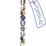 Czech Fire-Polished Round 4mm - Transparent Crystal/Grey Strands