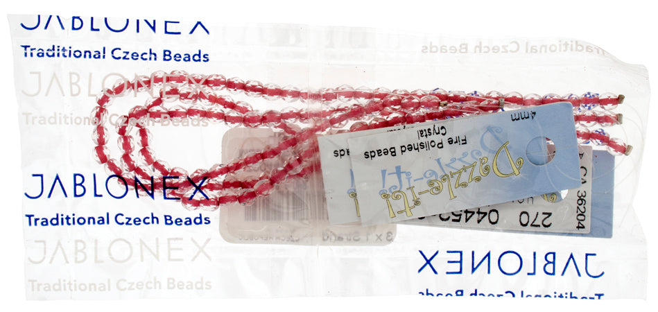 Czech Fire-Polished Road 4mm - Color Lined Strands