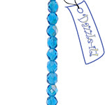 Czech Fire-Polished Round 4mm - Transparent Blue Strands