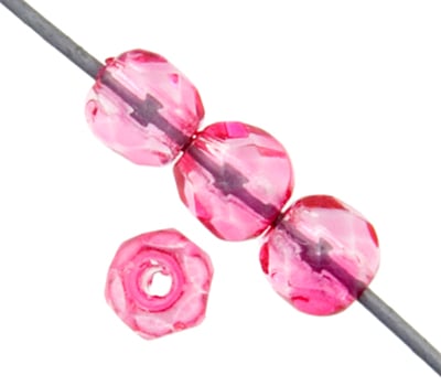 Czech Fire-Polished Round 4mm - Transparent Two Tone Strands