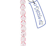 Czech Fire-Polished Round 4mm - Transparent Pink Strands