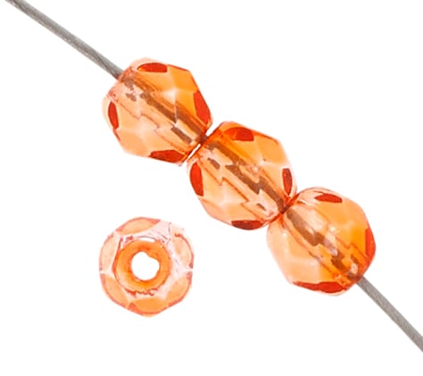 Fire-Polished Round 4mm - Transparent Red Shades Strung