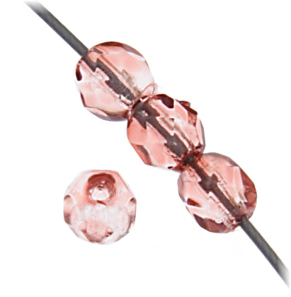 Fire-Polished Round 4mm - Transparent Red Shades Strung