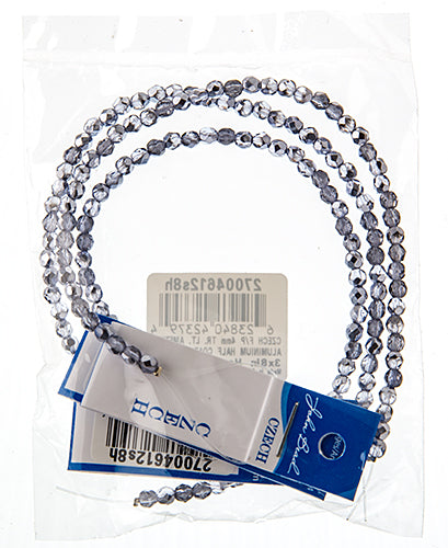 Czech Fire-Polished Round 4mm - Transparent Purple Strands