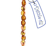 Czech Fire-Polished Round 4mm - Transparent Yellow/Brown Strands
