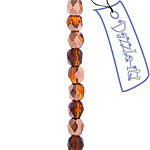 Czech Fire-Polished Round 4mm - Transparent Yellow/Brown Strands