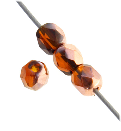 Fire-Polished Round 4mm - Transparent Red Shades Strung