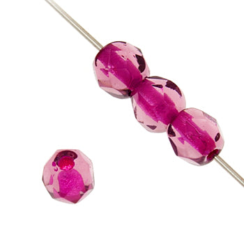 Czech Fire-Polished Road 4mm - Color Lined Strands