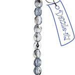 Czech Fire-Polished Round 4mm - Transparent Blue Strands