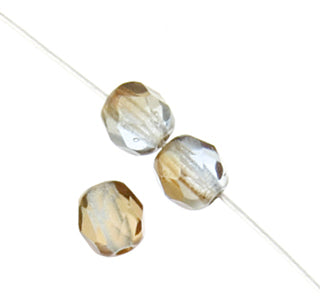 Czech Fire-Polished Round 4mm - Transparent Blue Strands