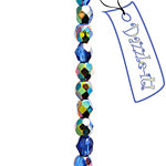 Czech Fire-Polished Round 4mm - Transparent Blue Strands