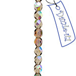 Czech Fire-Polished Round 4mm - Transparent Crystal/Grey Strands