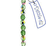 Czech Fire-Polished Round 4mm - Transparent Green Strands