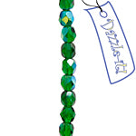 Czech Fire-Polished Round 4mm - Transparent Green Strands