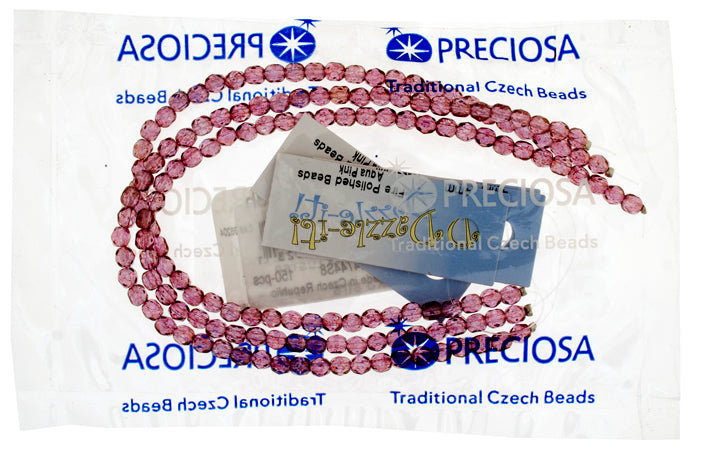 Czech Fire-Polished Round 4mm - Transparent Blue Strands