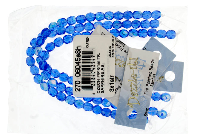 Fire-Polished 6mm Round Bead Strands