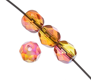 Fire-Polished 6mm Round Bead Strands - Two-Tone