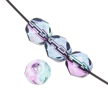 Fire-Polished 6mm Round Bead Strands - Two-Tone