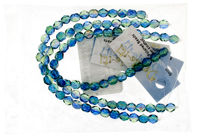 Fire-Polished 6mm Round Bead Strands - Two-Tone