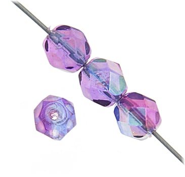 Fire-Polished 6mm Round Bead Strands - Two-Tone