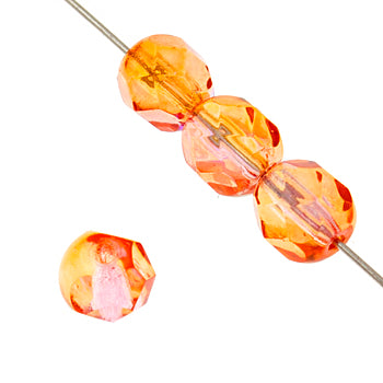 Fire-Polished 6mm Round Bead Strands - Two-Tone