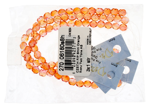 Fire-Polished 6mm Round Bead Strands - Two-Tone