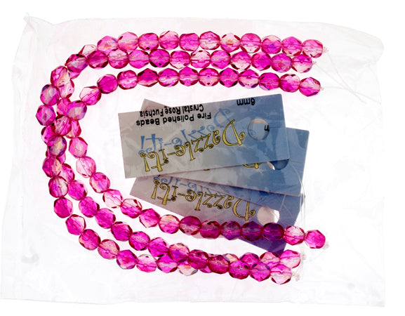 Fire-Polished 6mm Round Bead Strands - Two-Tone