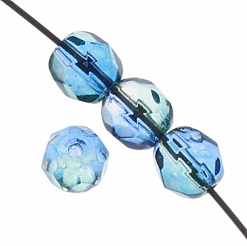 Fire-Polished 6mm Round Bead Strands - Two-Tone