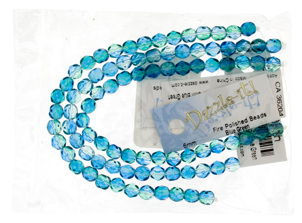 Fire-Polished 6mm Round Bead Strands - Two-Tone