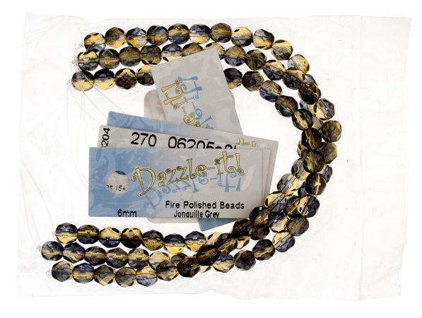 Fire-Polished 6mm Round Bead Strands - Two-Tone