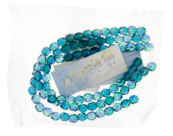 Fire-Polished 6mm Round Bead Strands - Two-Tone