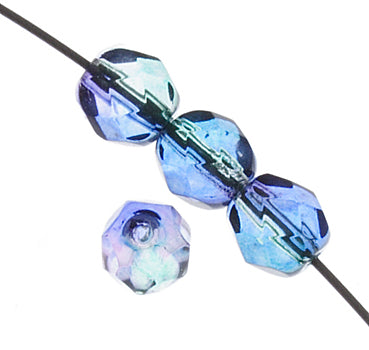 Fire-Polished 6mm Round Bead Strands - Two-Tone