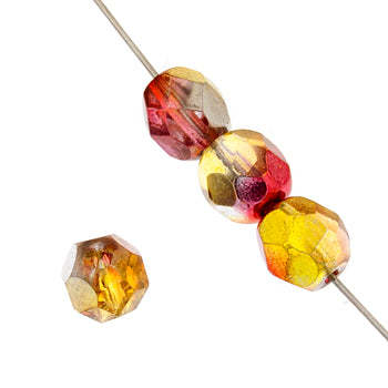 Fire-Polished 6mm Round Bead Strands - Two-Tone