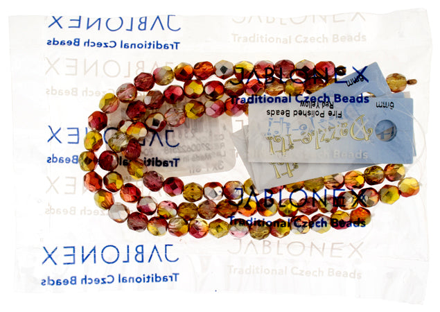 Fire-Polished 6mm Round Bead Strands - Two-Tone