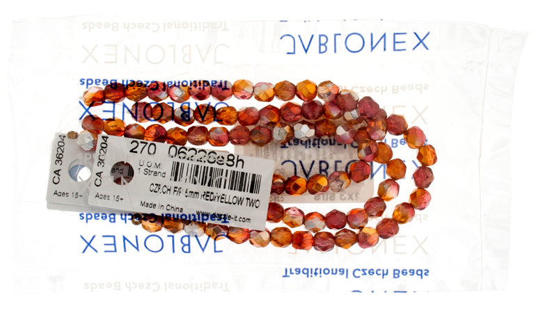 Fire-Polished 6mm Round Bead Strands - Two-Tone