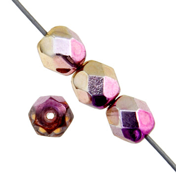 Fire-Polished 6mm Round Bead Strands - Two-Tone