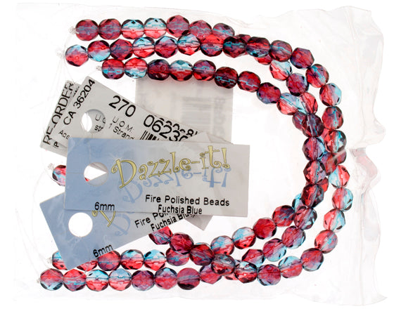 Fire-Polished 6mm Round Bead Strands - Two-Tone