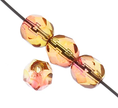 Fire-Polished 6mm Round Bead Strands - Two-Tone