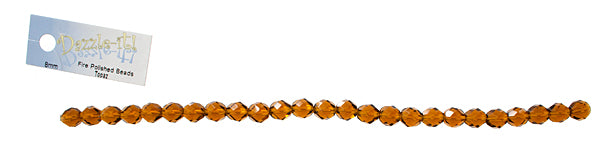 Czech Fire-Polished Round Bead 8mm Strands - Brown Shades