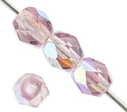 Czech Fire-Polished Round Bead 8mm Strands - Pink/Purple Shades