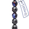Czech Fire-Polished Round Bead 8mm Strands - Black/Metallic Shades