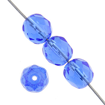 Czech Fire-Polished Round Bead 8mm Strands - Blue Shades