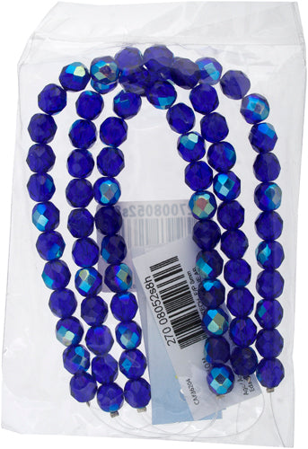 Czech Fire-Polished Round Bead 8mm Strands - Blue Shades