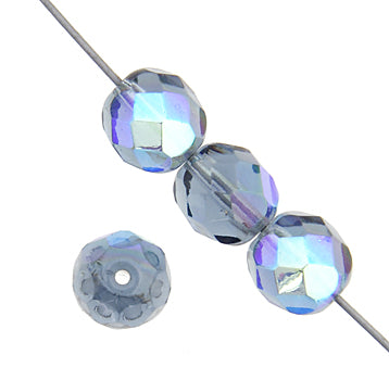 Czech Fire-Polished Round Bead 8mm Strands - Blue Shades